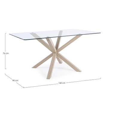 MESA MAY RECT. VIDRIO PATA NAT. 160X90