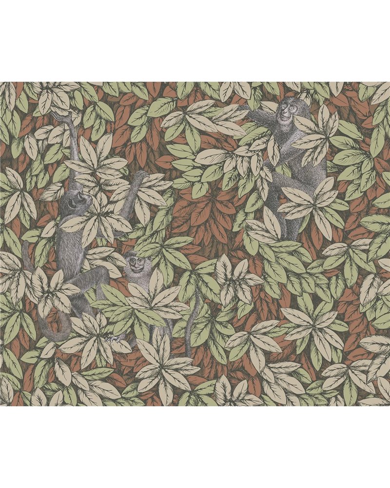 Foglie e Scimmie Olive & Orange 123-10047 Foglie e Scimmie Olive & Orange 123-10047