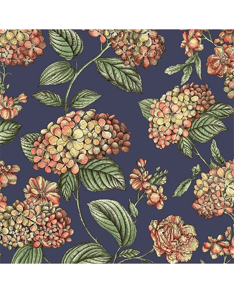 Ramo di Ortensia Coral On Dark Blue 123-8040 Ramo di Ortensia Coral On Dark Blue 123-8040