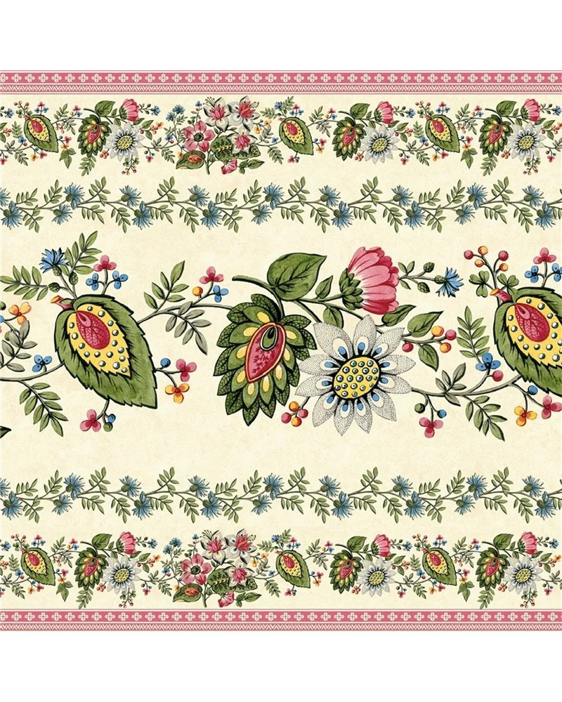 Folk Flower Wide Border Parchment PJD6015-01 Folk Flower Wide Border Parchment PJD6015-01