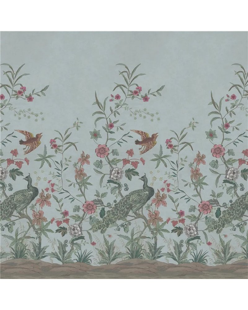Peacock Toile Scene 1 Sky Blue PJD6013-02