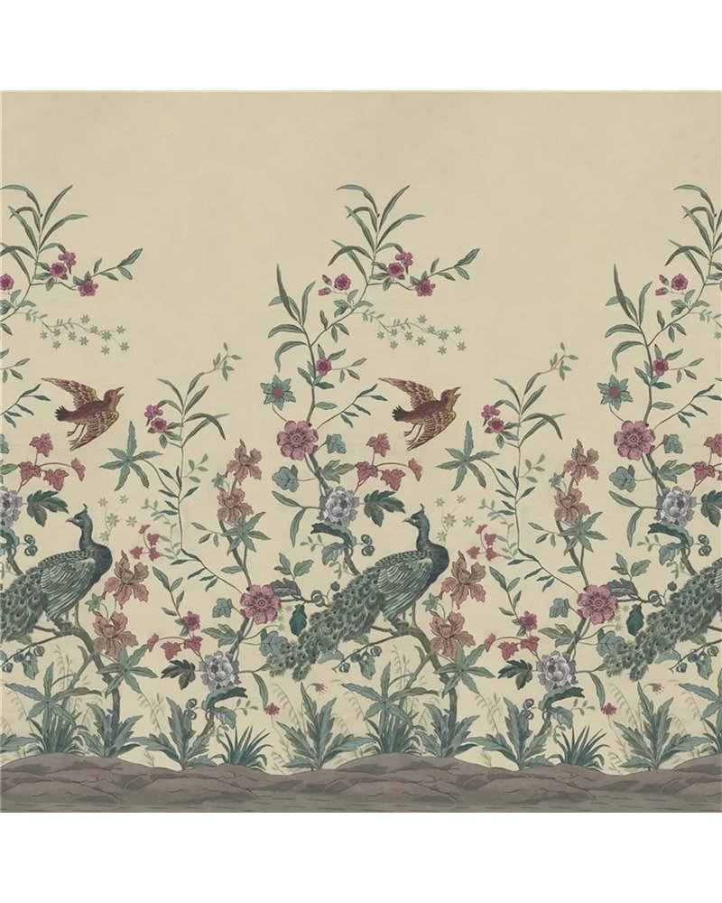 Peacock Toile Scene 1 Parchment PJD6013-03 Peacock Toile Scene 1 Parchment PJD6013-03