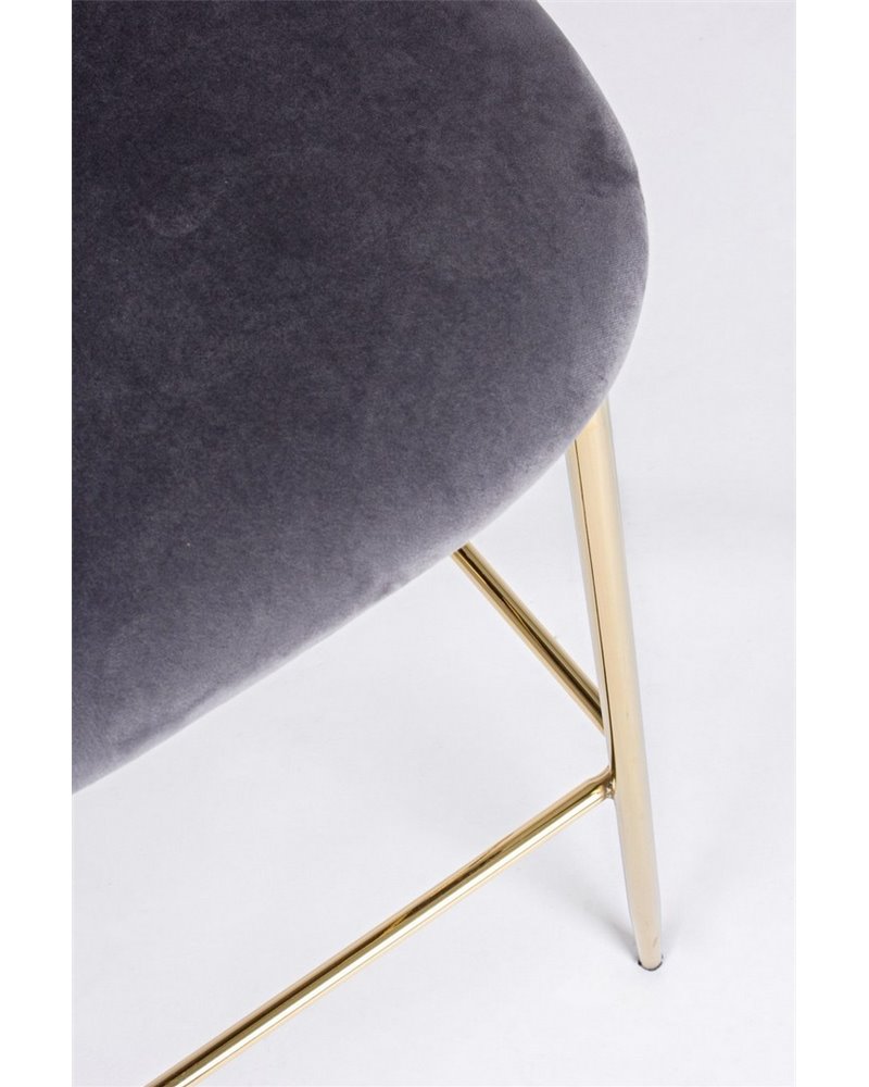 TABURETE BAR CARRY TERCIOPELO GRIS OSC