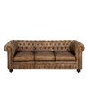 SOFÁ 3 PLAZAS MARRÓN PIEL SALÓN 206 X 85 X 74 CM REF.606276