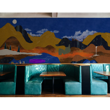 Landschaft Collage Blau...
