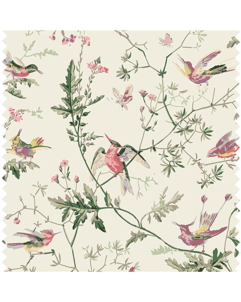 Hummingbirds Cotton Classic Multi & Old Olive On Cream F62-1001 Hummingbirds Cotton Classic Multi & Old Olive On Cream F62-1001