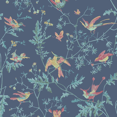 Hummingbirds Multi Petrol On Midnight 100-14068