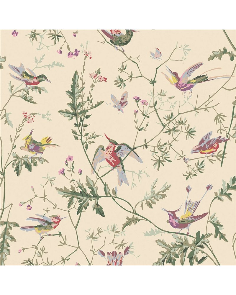 Hummingbirds Classic Multi & Old Olive On Cream 100-14071 Hummingbirds Classic Multi & Old Olive On Cream 100-14071