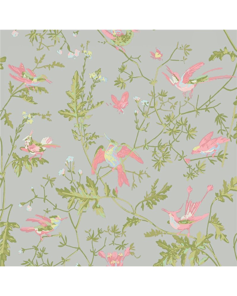 Hummingbirds Rose & Olive On Grey 124-1003 Hummingbirds Rose & Olive On Grey 124-1003