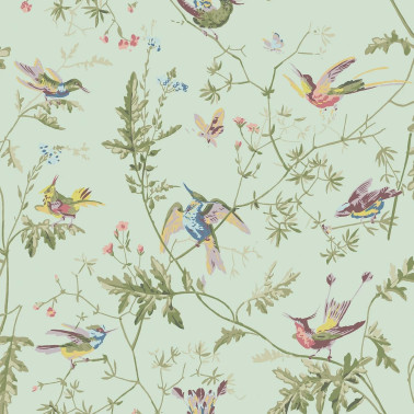 Hummingbirds Multi Old Olive On Duck Egg Mica 124-1007