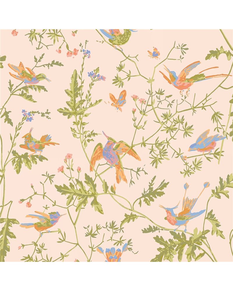 Hummingbirds Tangerine & Olive On Blush 124-1002 Hummingbirds Tangerine & Olive On Blush 124-1002