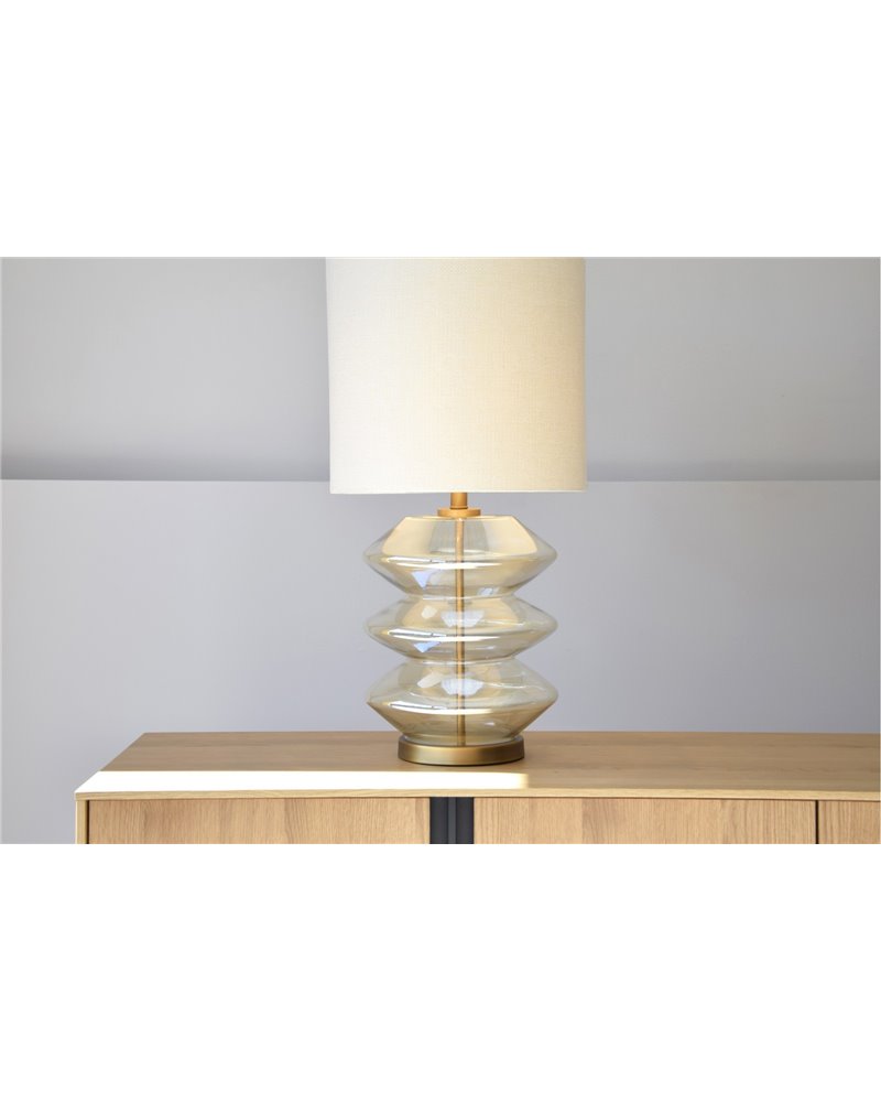 LÁMPARA MESA VIDRIO ÁMBAR ZIG ZAG LÁMPARA MESA VIDRIO ÁMBAR ZIG ZAG