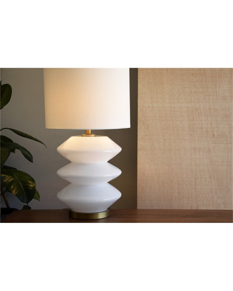 LÁMPARA MESA VIDRIO BLANCA ZIG ZAG LÁMPARA MESA VIDRIO BLANCA ZIG ZAG