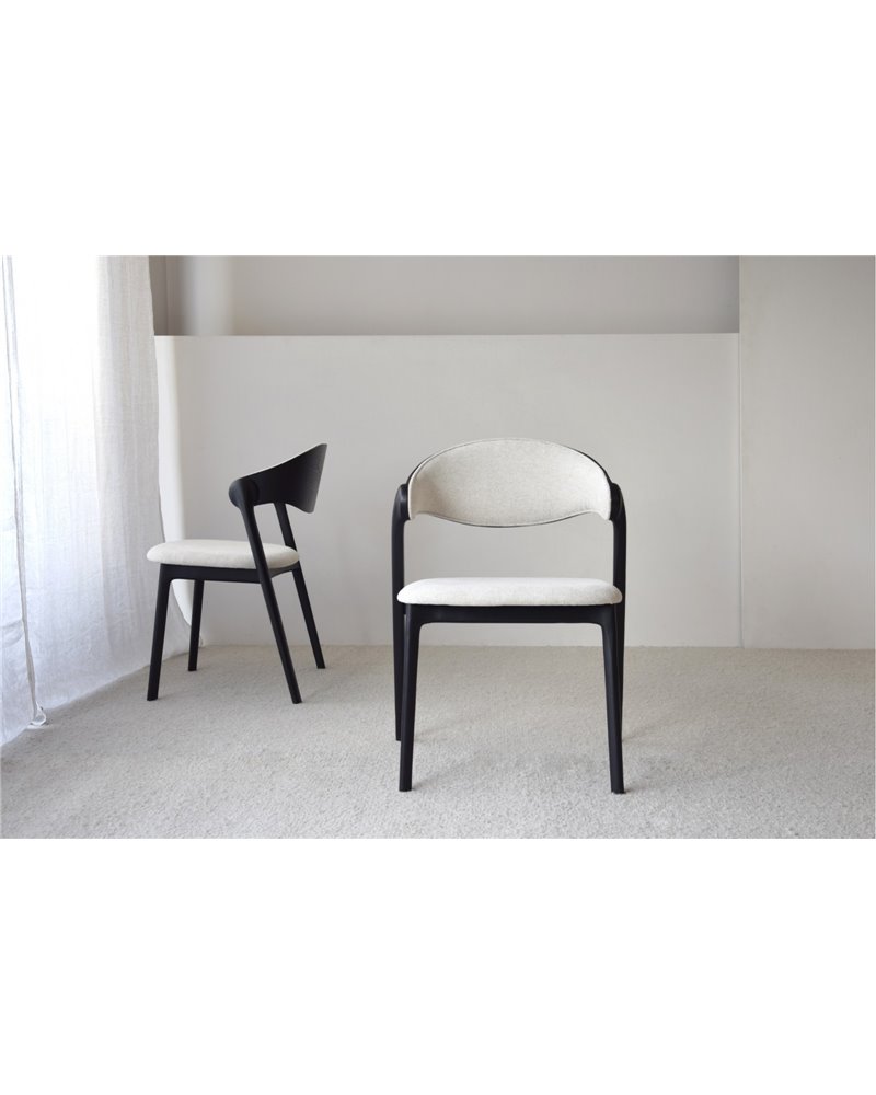 SET 2 SILLAS LEA. MADERA.NEGRO BEIGE