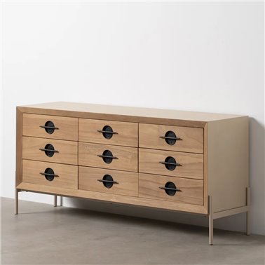 APARADOR BLANCO-NATURAL MADERA-METAL 148 X 38 X 66 CM REF.-611318