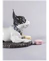 Bulldog francés con macarons