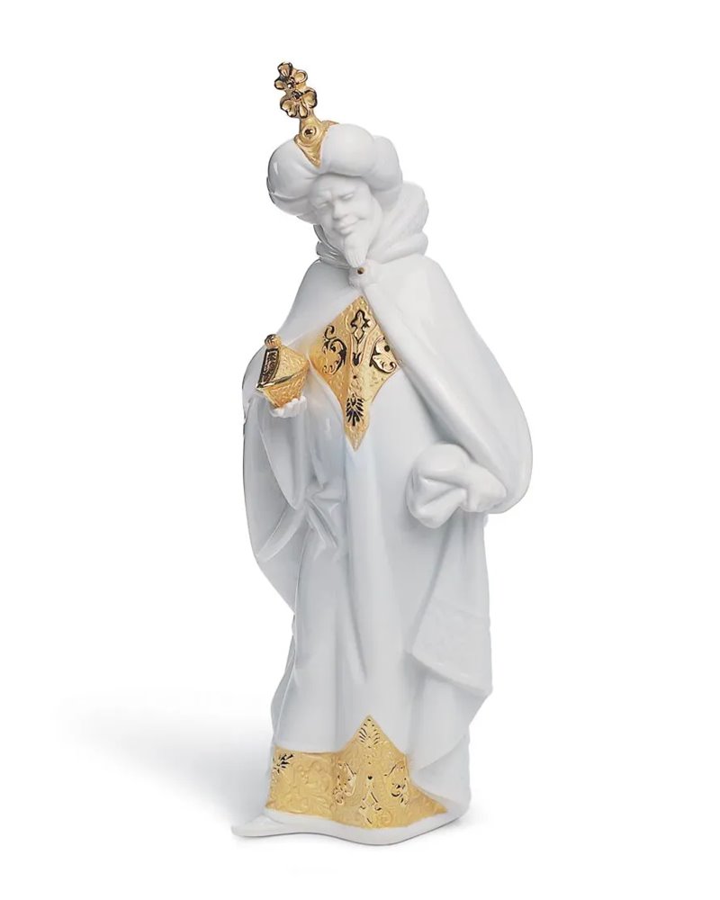 Figura Rey Baltasar en Belén. Lustre oro Figura Rey Baltasar en Belén. Lustre oro