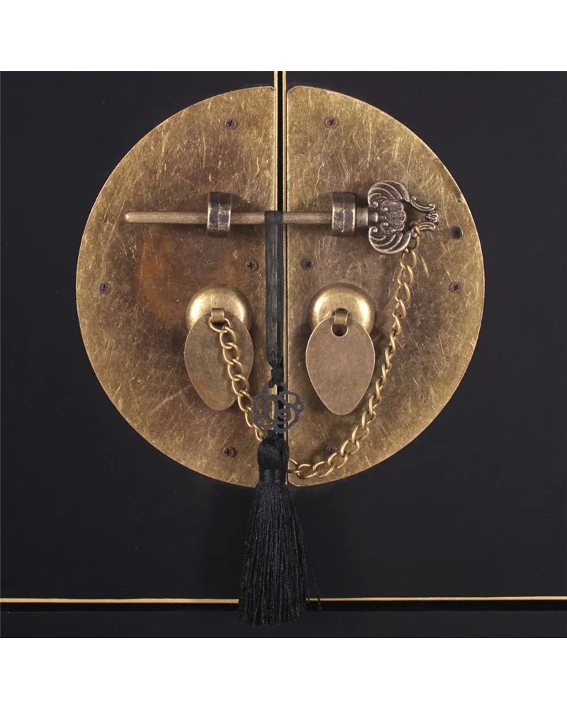 CONSOLA 4 PUERTAS Y 3 CAJONES NEGRO 95 X 26 X 90 CM