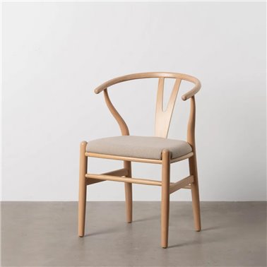 SILLA NATURAL TEJIDO-MADERA SALÓN 53 X 55 X 80 CM