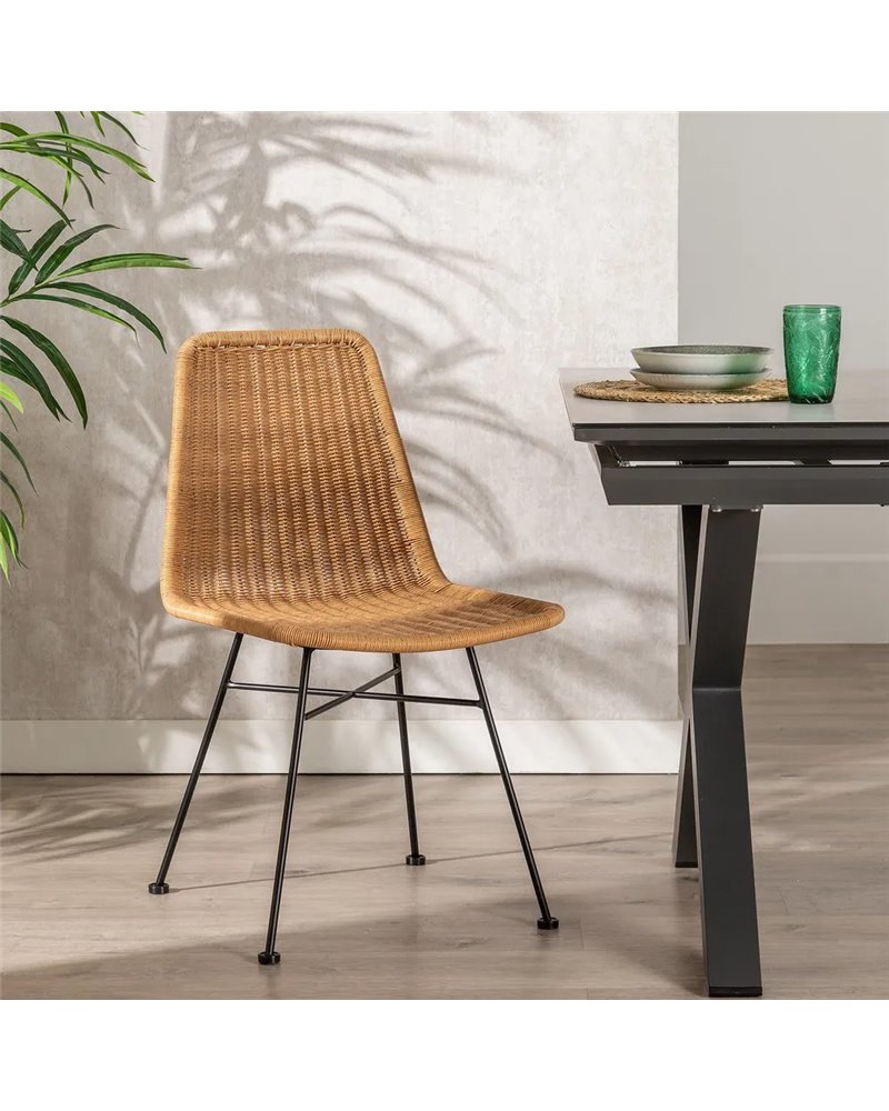 SILLA NATURAL PE-ACERO SALÓN 47 X 59 X 84 CM