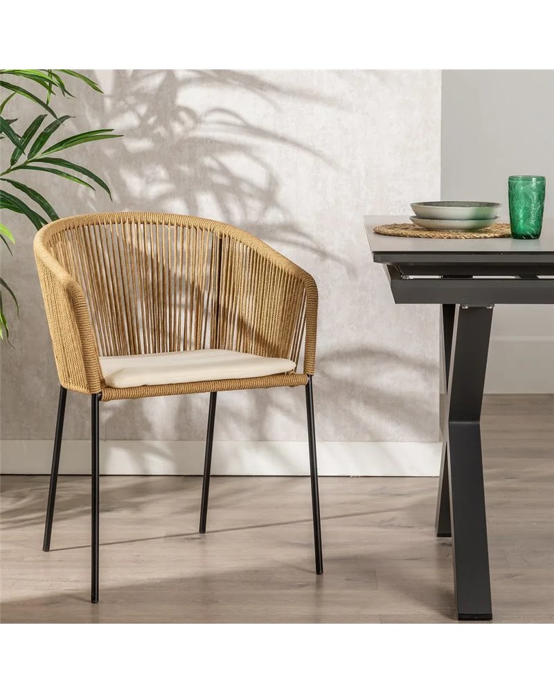 SILLA NATURAL PE-ACERO SALÓN 55 X 54 X 79 CM