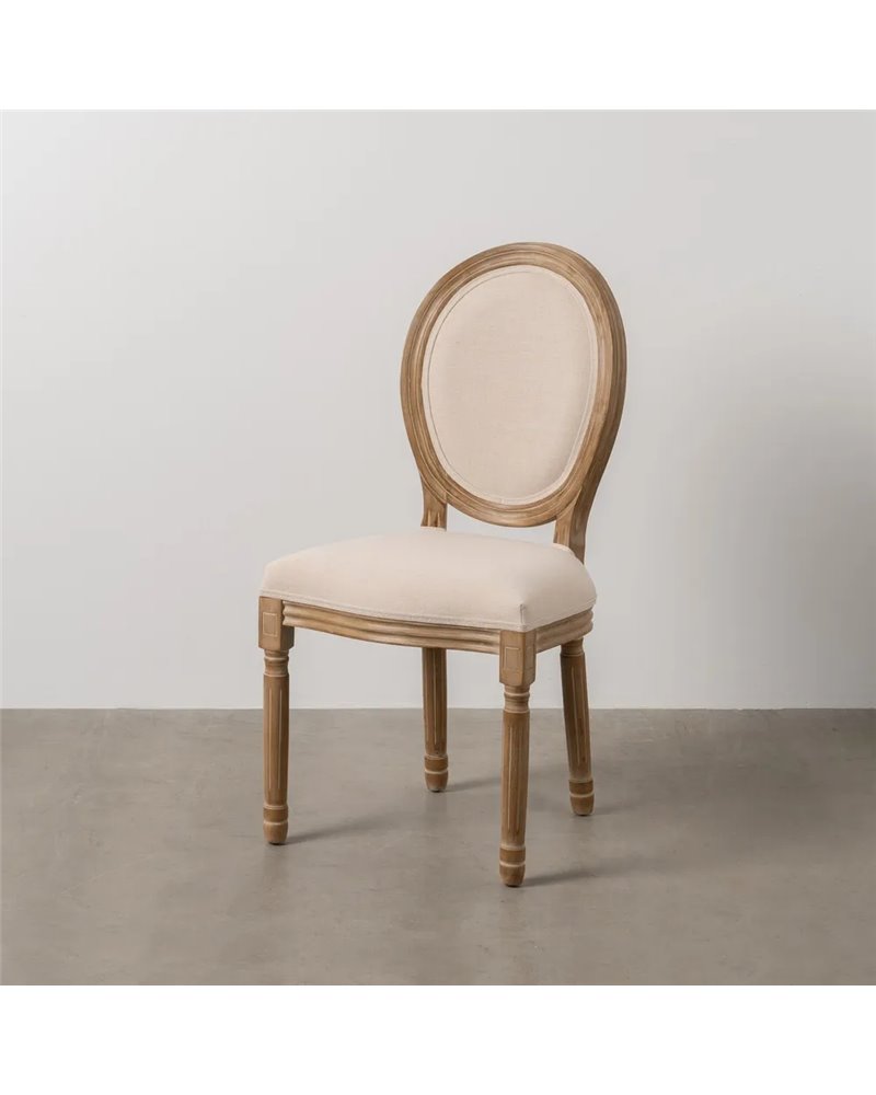 SILLA NATURAL-BLANCO TEJIDO-MADERA SALÓN 44 X 46 X 95 CM