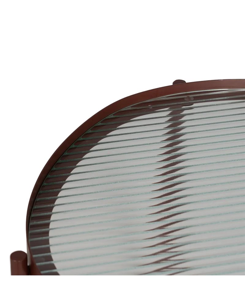 MESITA TEJA METAL-CRISTAL 55 X 47 X 54 CM