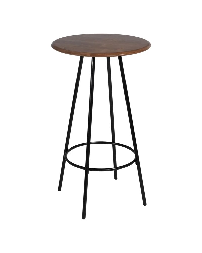 MESA BAR MARRÓN-NEGRO MADERA-METAL 60 X 60 X 105 CM