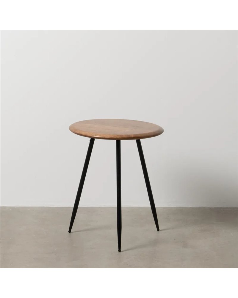 MESITA MARRÓN-NEGRO MADERA-METAL 40 X 40 X 50 CM MESITA MARRÓN-NEGRO MADERA-METAL 40 X 40 X 50 CM