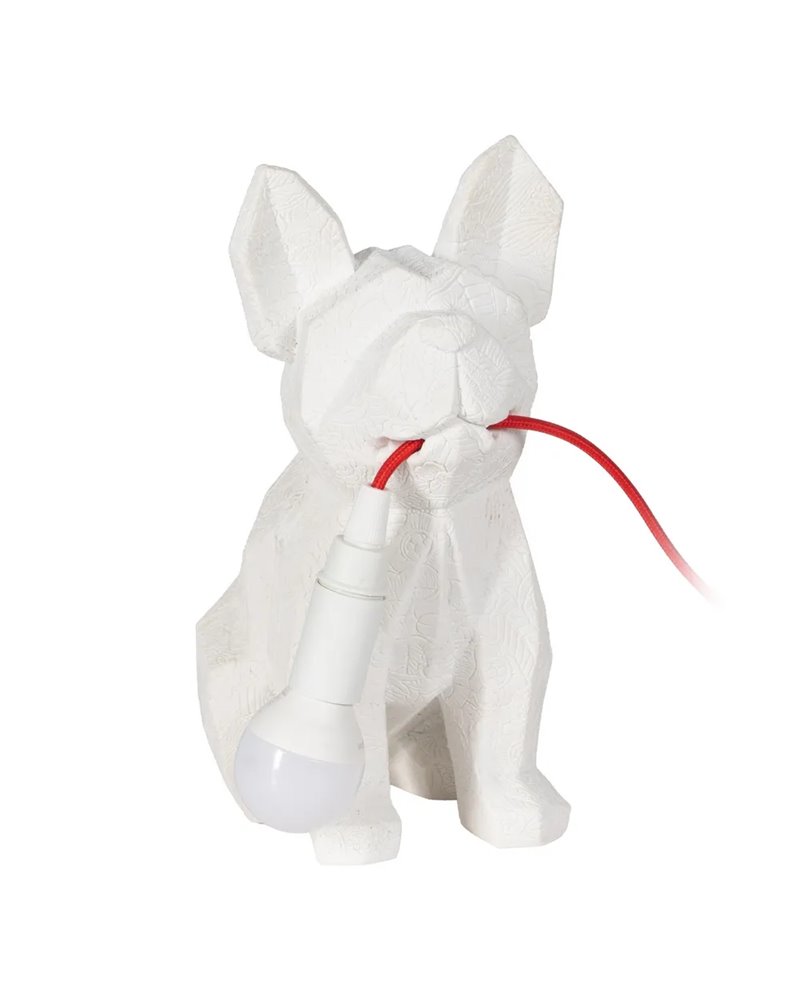 LÁMPARA MESA PERRO BLANCO POLIRESINA 18,50 X 13 X 26 CM LÁMPARA MESA PERRO BLANCO POLIRESINA 18,50 X 13 X 26 CM