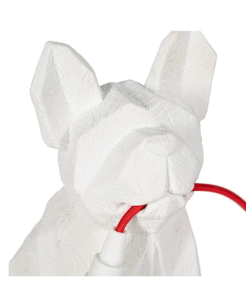 LÁMPARA MESA PERRO BLANCO POLIRESINA 18,50 X 13 X 26 CM