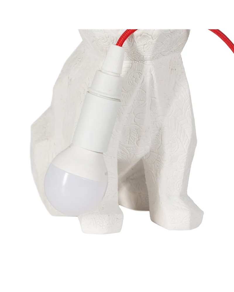 LÁMPARA MESA PERRO BLANCO POLIRESINA 18,50 X 13 X 26 CM