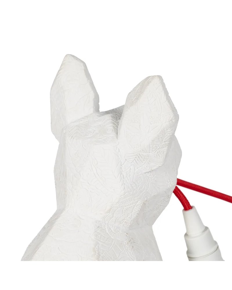 LÁMPARA MESA PERRO BLANCO POLIRESINA 18,50 X 13 X 26 CM