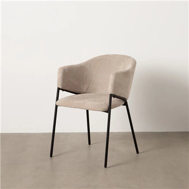 SILLA BEIGE TEJIDO-METAL 54 X 60 X 78 CM