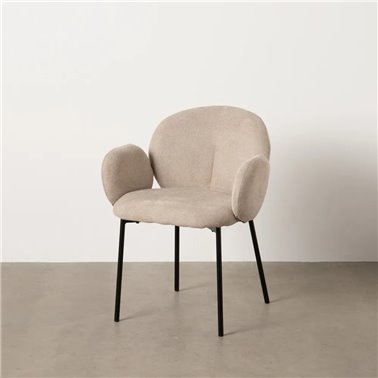 SILLA BEIGE TEJIDO-METAL 66 X 60 X 79 CM
