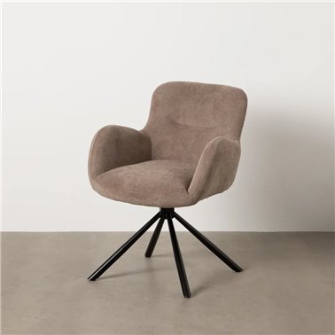 SILLA TAUPE GIRATORIO TEJIDO-METAL 62 X 65 X 82 CM