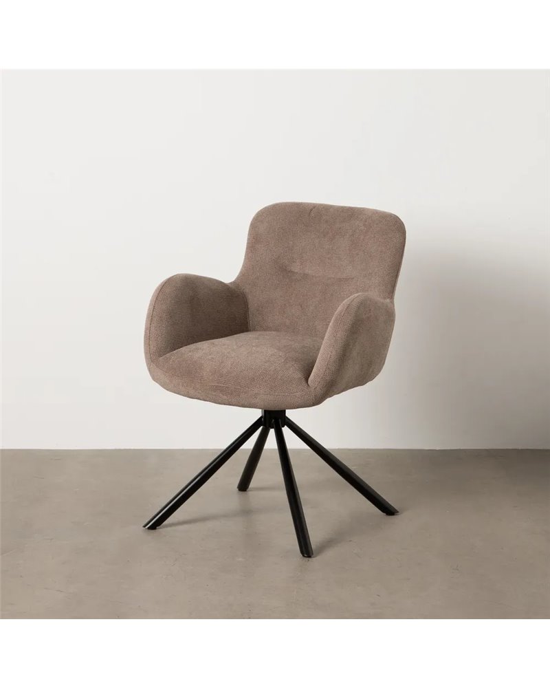 SILLA TAUPE GIRATORIO TEJIDO-METAL 62 X 65 X 82 CM