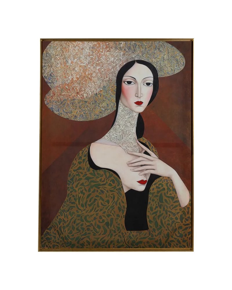 CUADRO DAMA TEJIDO DECORACIÓN 110 X 150 CM