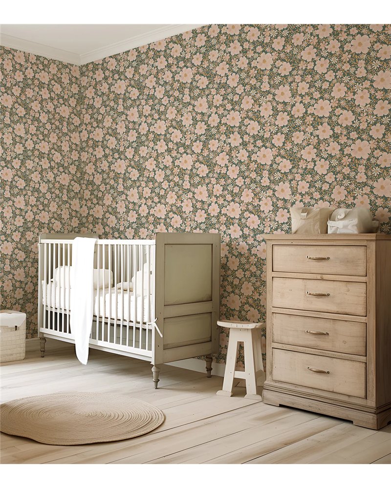 FormatFactoryH0780 Eleonore Behang Flowers Dark Green