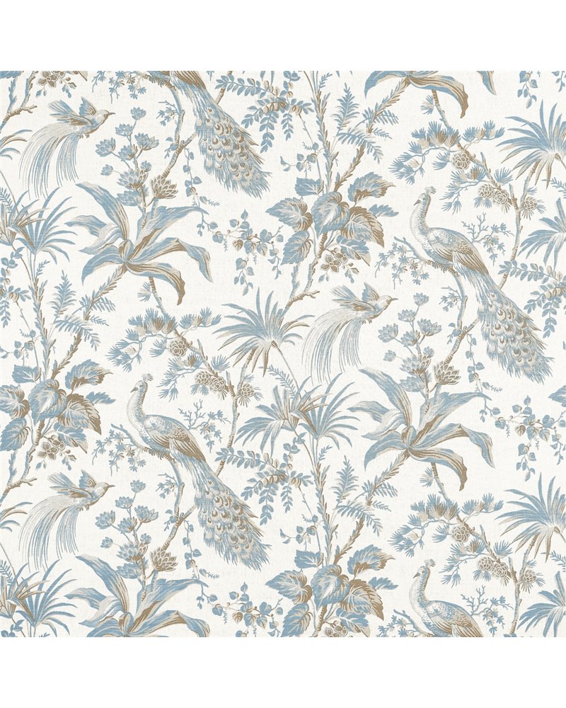 Peacock Toile Soft Blue and Beige AF57828 Peacock Toile Soft Blue and Beige AF57828