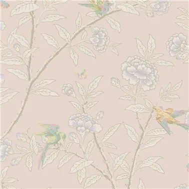 Roseberry With Birds Shell Pink 127-4020